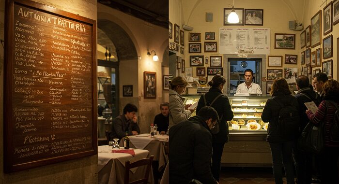 "Detective comparison authentic Italian grandma cooking Rome trattoria signs versus tourist trap red flags spy briefing"